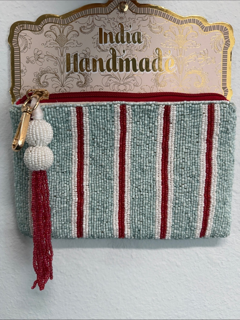India Handmade | Beaded Summer Striped Mini Bag